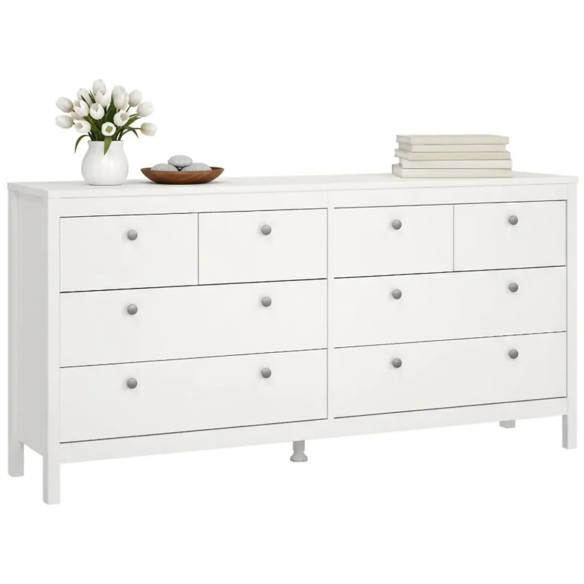 Credenza bianca 159x38x79h cm 8 cassetti - Kovsova