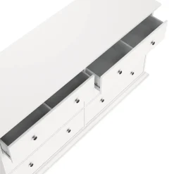 Madie|Credenze > Dmora Credenza bianca 163x51x88h cm 6 cassetti - Hibaru Bianco