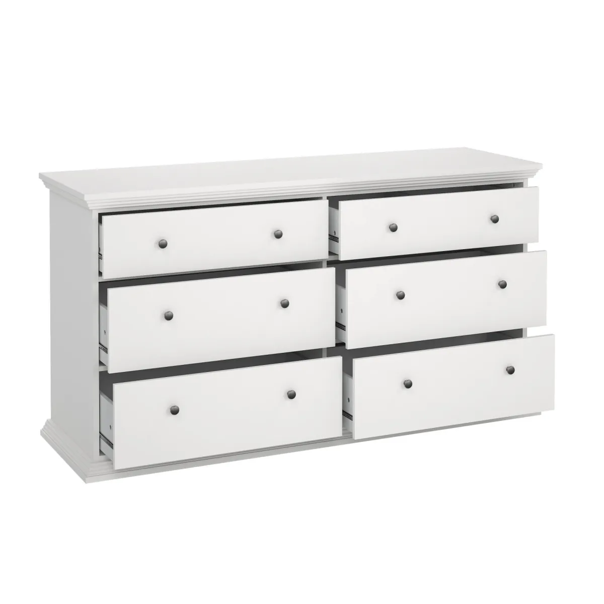Madie|Credenze > Dmora Credenza bianca 163x51x88h cm 6 cassetti - Hibaru Bianco
