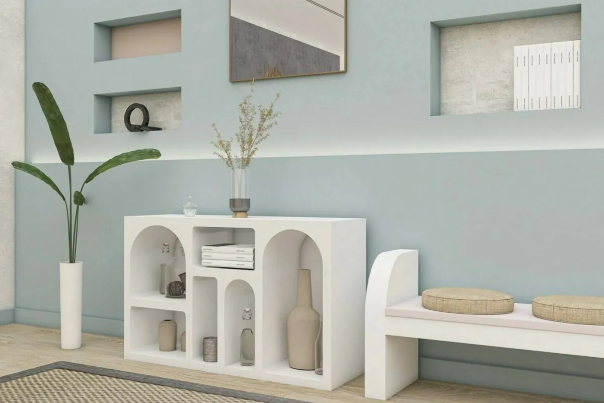 Cucina|Madie > Dmora Credenza bianca 120x37x74h cm 5 vani - Arsenio Bianco