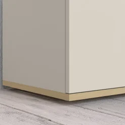 Madie|Credenze > Dmora Credenza Bianco Cashmere Marrone Rovere Chiaro 6 Ripiani Apertura Battente 160x35x70h cm, 4 Ante Made in Italy - Swink Marrone Rovere chiaro, Bianco Cashmere