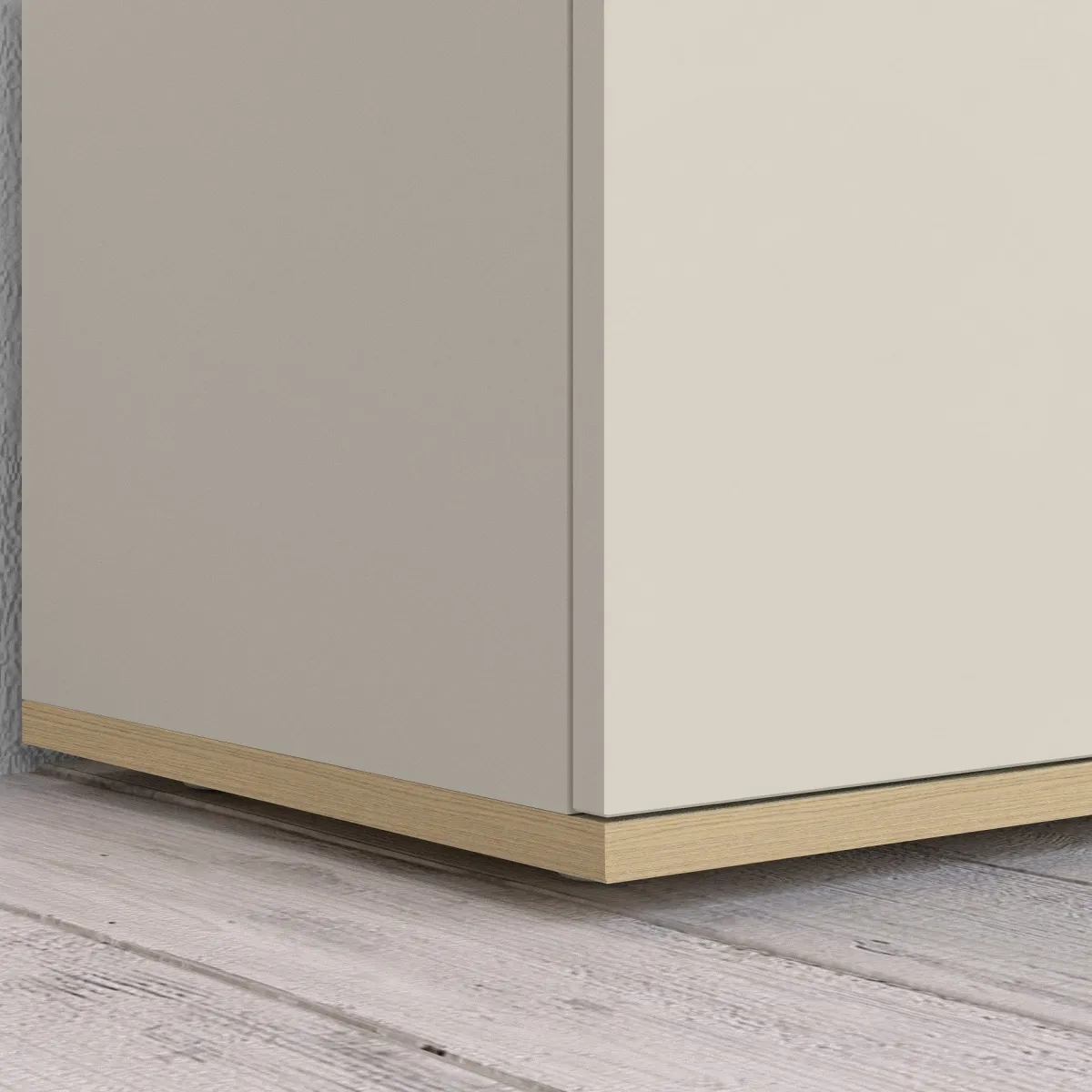Madie|Credenze > Dmora Credenza Bianco Cashmere Marrone Rovere Chiaro 6 Ripiani Apertura Battente 160x35x70h cm, 4 Ante Made in Italy - Swink Marrone Rovere chiaro, Bianco Cashmere