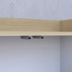 Credenza Bianco Cashmere Marrone Rovere Chiaro 7 Ripiani Apertura Battente 200x35x70h cm, 5 Ante Made in Italy - Cordele