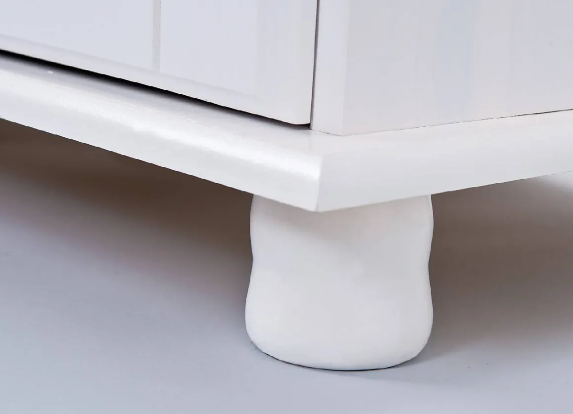 Credenza Bianco 2 Cassetti 2 Ripiani 88x32x198h cm, Apertura Battente, Scorrevole - Quadri
