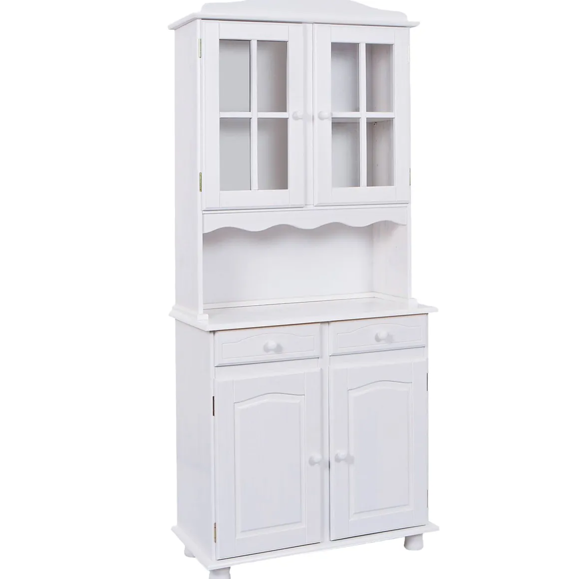 Credenza Bianco 2 Cassetti 2 Ripiani 88x32x198h cm, Apertura Battente, Scorrevole - Quadri