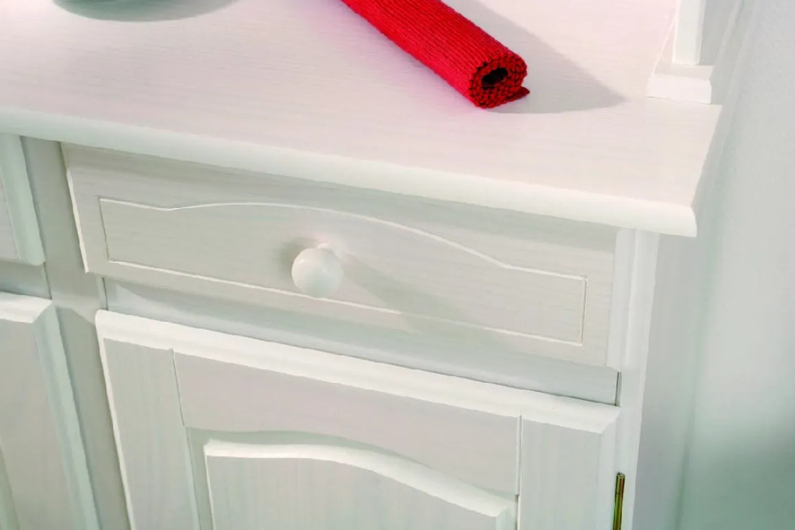 Credenza Bianco 2 Cassetti 2 Ripiani 88x32x198h cm, Apertura Battente, Scorrevole - Quadri