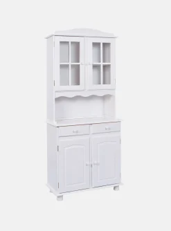 Credenza Bianco 2 Cassetti 2 Ripiani 88x32x198h cm, Apertura Battente, Scorrevole - Quadri