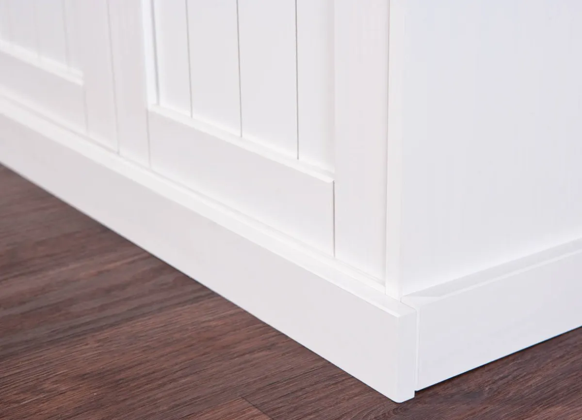 Madie|Credenze > Dmora Credenza Bianco 3 Cassetti 4 Ripiani 131x45x181h cm, Apertura Battente - Loranze Marrone Quercia, Bianco