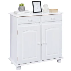Credenza Bianco 2 Cassetti un Ripiano 88x43x87h cm, Apertura Battente - Pallare