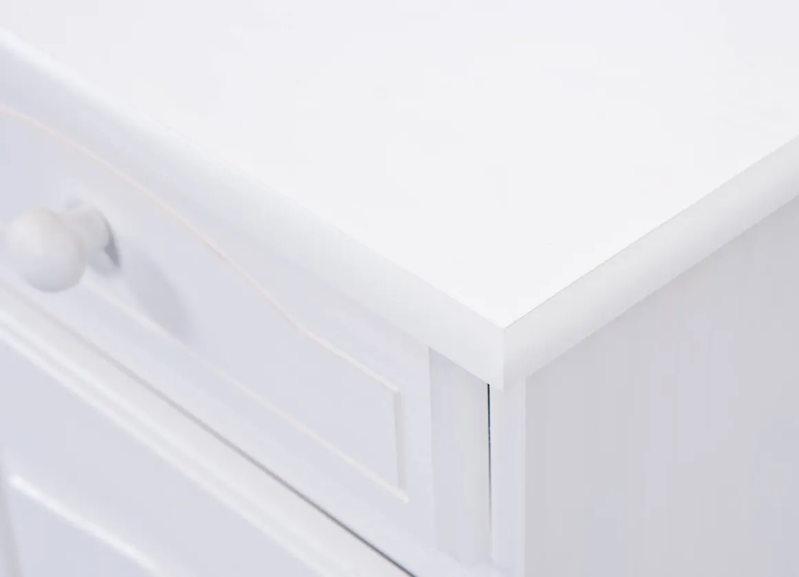 Credenza Bianco 2 Cassetti un Ripiano 88x43x87h cm, Apertura Battente - Pallare