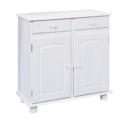 Credenza Bianco 2 Cassetti un Ripiano 88x43x87h cm, Apertura Battente - Pallare