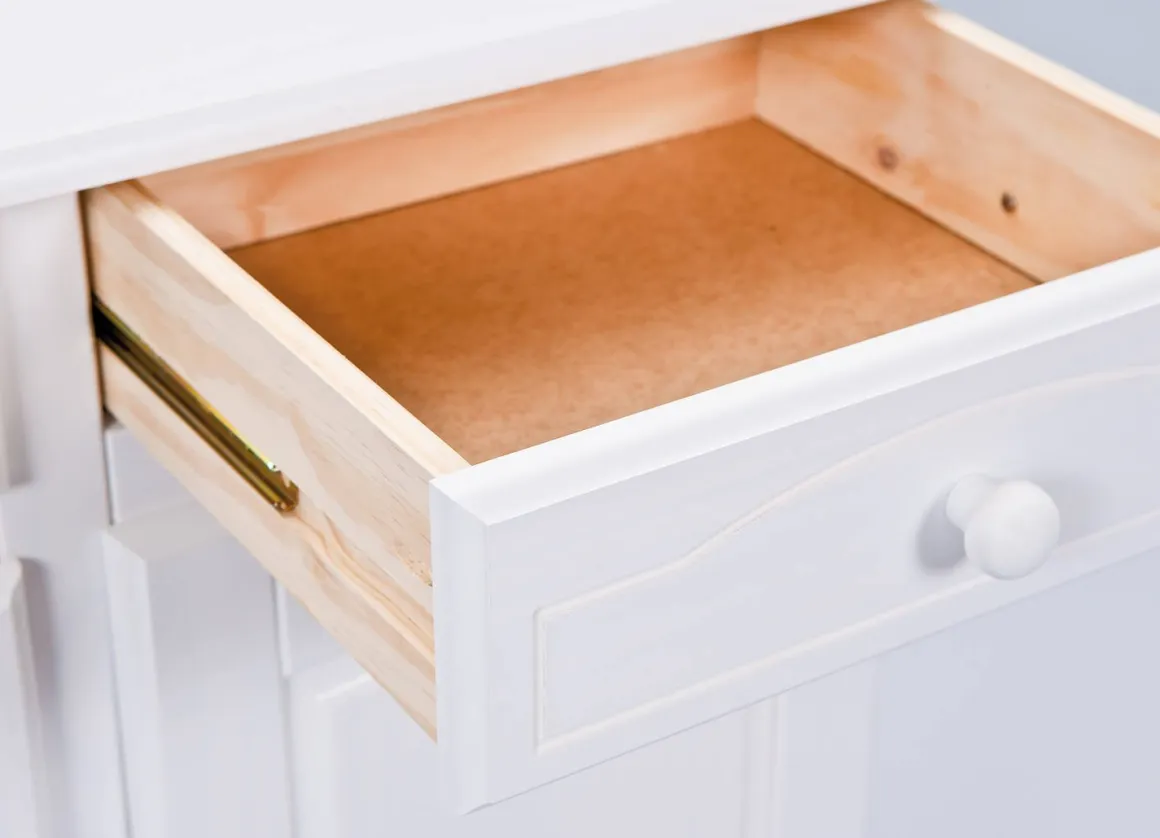Credenza Bianco 2 Cassetti un Ripiano 88x43x87h cm, Apertura Battente - Pallare