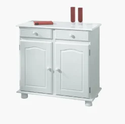 Credenza Bianco 2 Cassetti un Ripiano 88x43x87h cm, Apertura Battente - Pallare