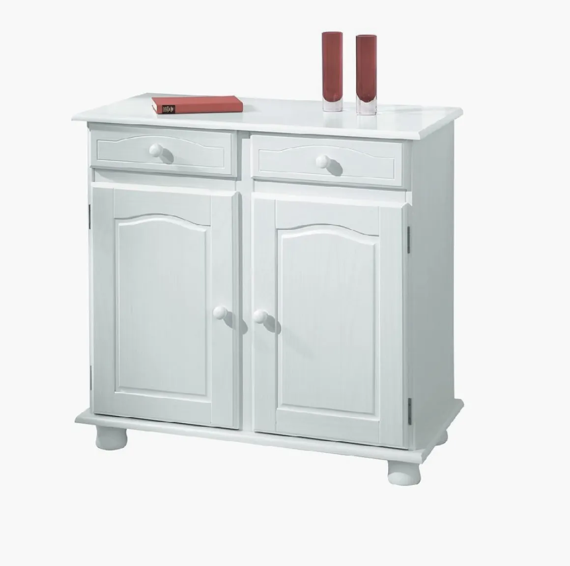 Credenza Bianco 2 Cassetti un Ripiano 88x43x87h cm, Apertura Battente - Pallare