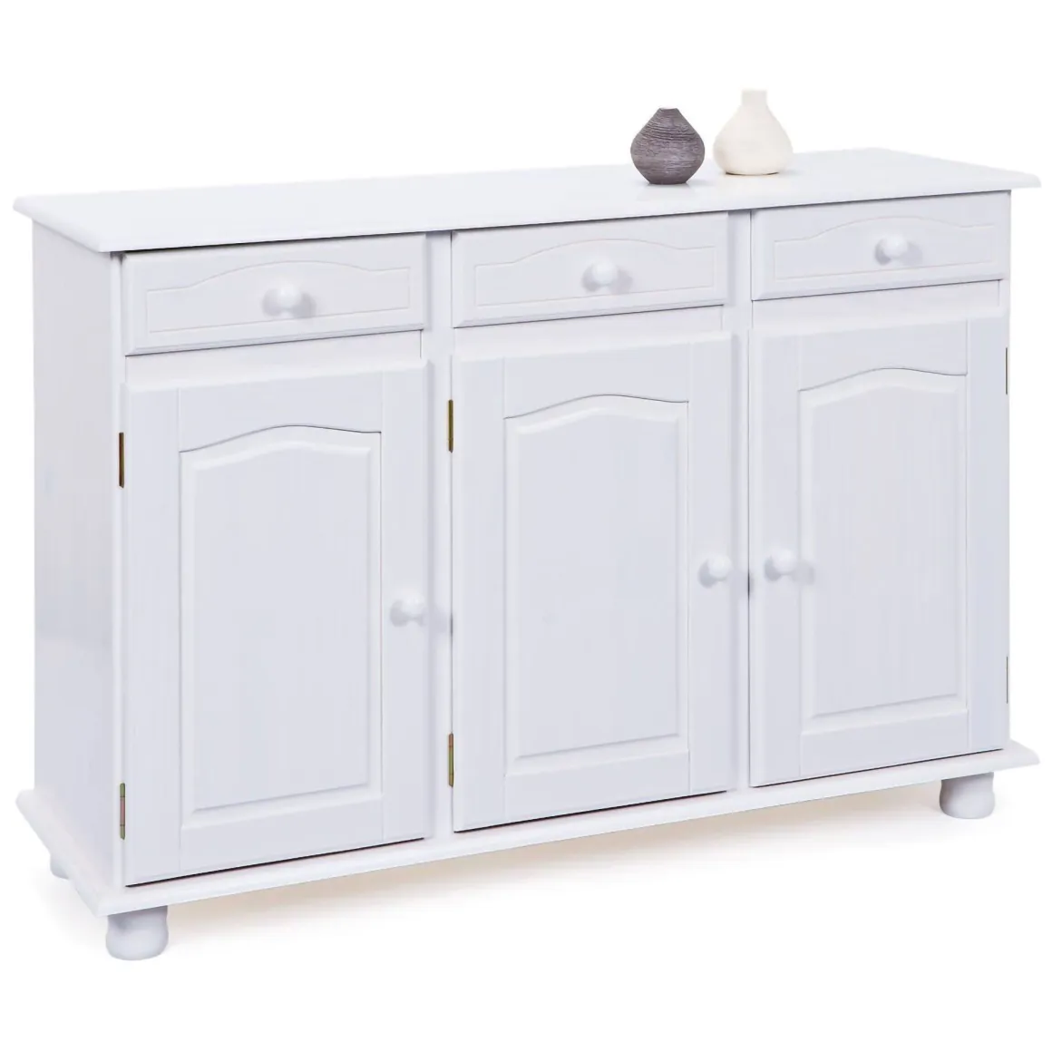 Madie|Credenze > Dmora Credenza 4 Cassetti un Ripiano 94x86x40h cm, Apertura Battente - Baganza Bianco