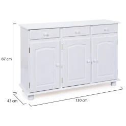 Madie|Credenze > Dmora Credenza 4 Cassetti un Ripiano 94x86x40h cm, Apertura Battente - Baganza Bianco