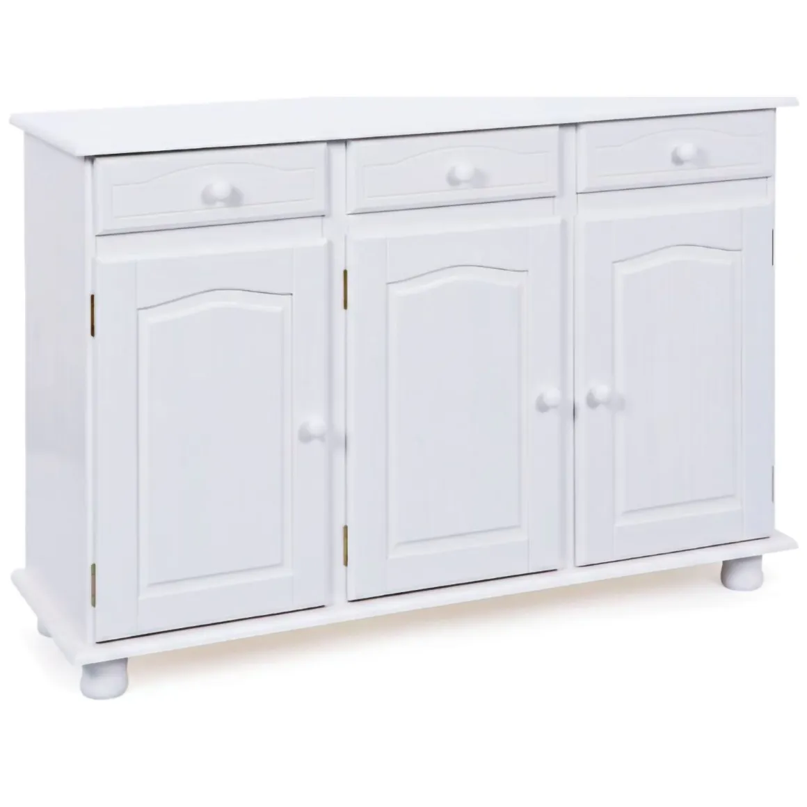 Credenza Bianco 3 Cassetti un Ripiano 130x43x87h cm, Apertura Battente - Gragnano