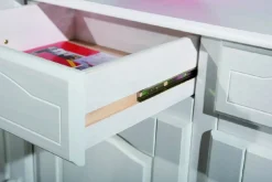 Madie|Credenze > Dmora Credenza 4 Cassetti un Ripiano 94x86x40h cm, Apertura Battente - Baganza Bianco