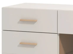 Credenze > Dmora Credenza Bianco Crema Marrone Rovere 2 Ripiani 3 Cassetti 117x40x86h cm, Un'anta - Paro Marrone Rovere, Bianco Crema