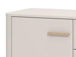 Credenza Bianco Crema Marrone Rovere Nodi 2 Ripiani 4 Cassetti 154x40x90.5h cm, 2 Ante - Illorai