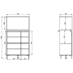Credenze > Dmora Credenza Bianco Crema Nero 2 Ripiani 3 Vani 74x40x135h cm, 2 Ante - Cosoleto Nero, Bianco Crema