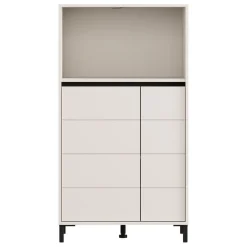 Credenze > Dmora Credenza Bianco Crema Nero 2 Ripiani 3 Vani 74x40x135h cm, 2 Ante - Cosoleto Nero, Bianco Crema