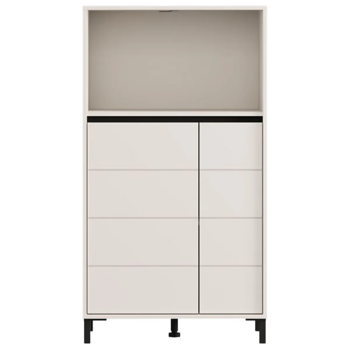 Credenze > Dmora Credenza Bianco Crema Nero 2 Ripiani 3 Vani 74x40x135h cm, 2 Ante - Cosoleto Nero, Bianco Crema