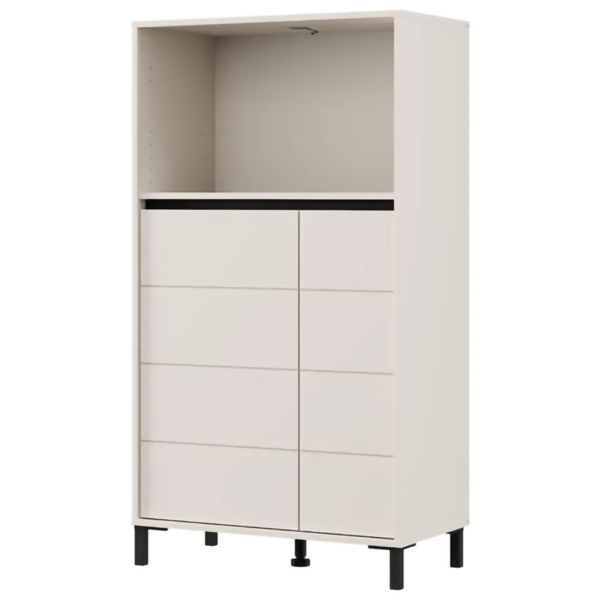 Credenze > Dmora Credenza Bianco Crema Nero 2 Ripiani 3 Vani 74x40x135h cm, 2 Ante - Cosoleto Nero, Bianco Crema