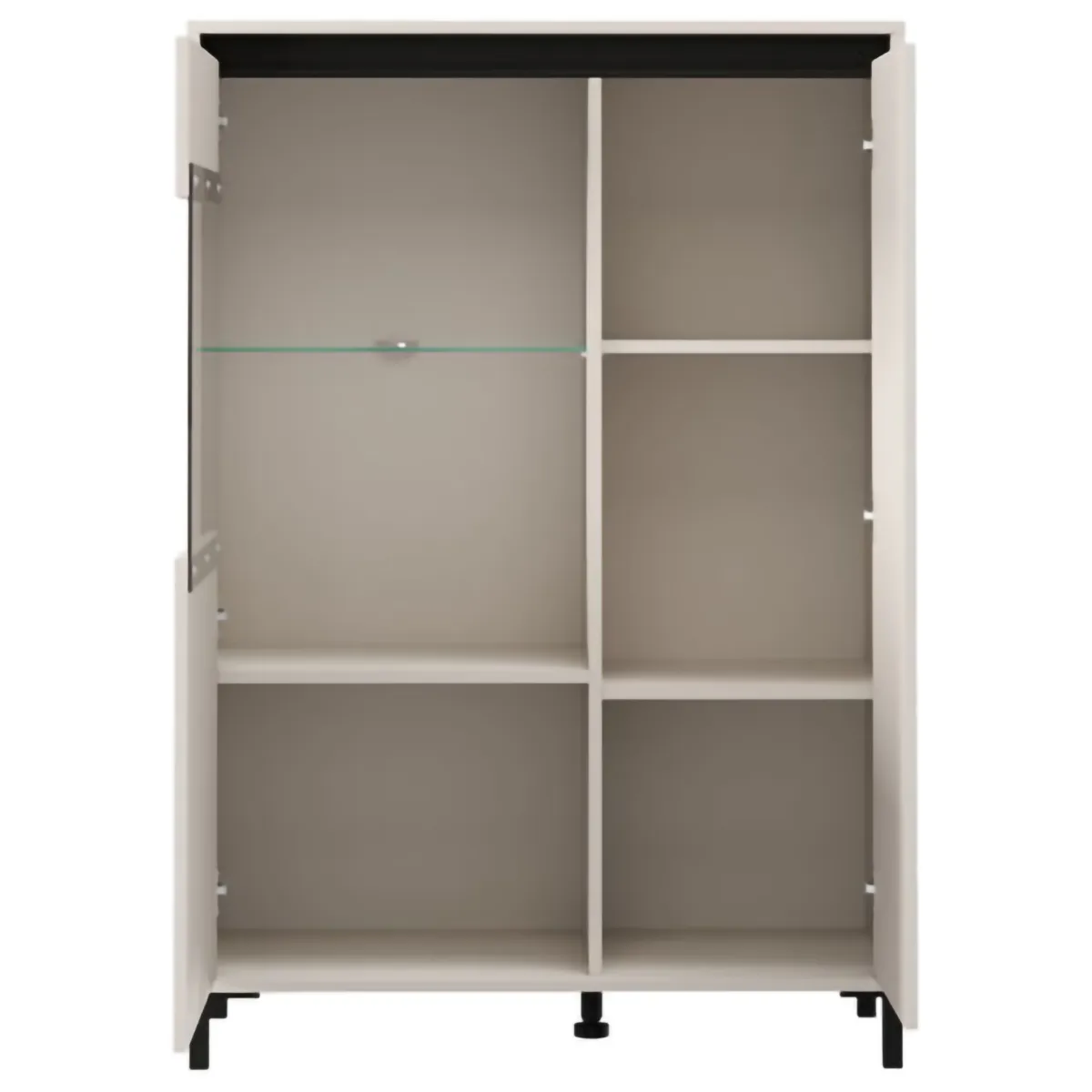 Credenze > Dmora Credenza Bianco Crema Nero 4 Ripiani 6 Vani 93x40x135h cm, 2 Ante - Vignate Nero, Bianco Crema