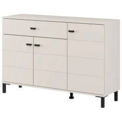 Credenza Bianco Crema Nero un Cassetto 2 Ripiani 116x35x78h cm, Apertura Battente, Scorrevole - Djanet