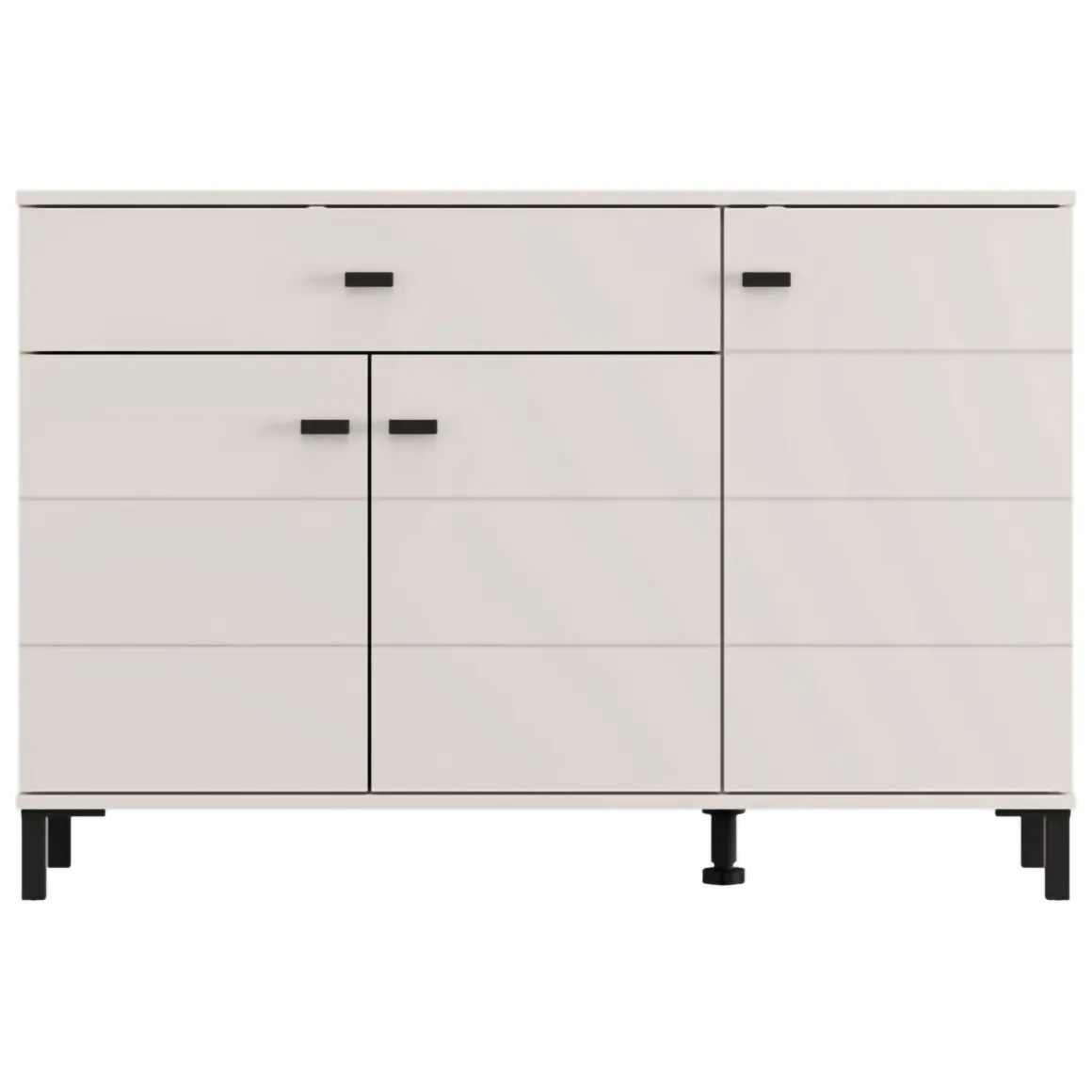 Madie|Credenze > Dmora Credenza Bianco Crema Nero un Cassetto 2 Ripiani 93x40x90h cm, Apertura Battente, Scorrevole - Laerruu Nero, Bianco Crema