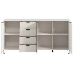 Credenza Bianco Crema 3 Ripiani 4 Cassetti 182.5x40x90.5h cm, 6 Vani - Paglieta