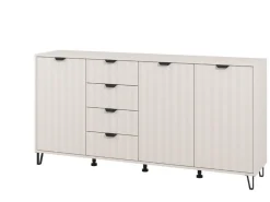 Credenze > Dmora Credenza 4 Ripiani con Piedini 110x40x78h cm, 8 Vani - Harero Bianco Crema