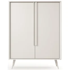 Credenza Bianco Crema 4 Ripiani con Piedini 97x40x126h cm, 6 Vani - Harenoma