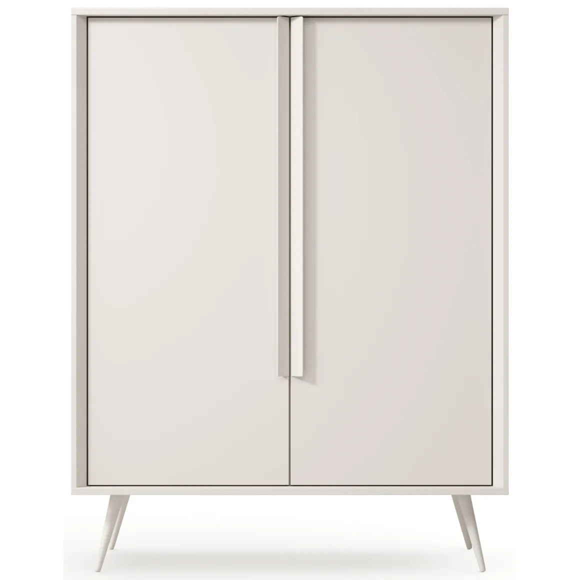 Credenza Bianco Crema 4 Ripiani con Piedini 97x40x126h cm, 6 Vani - Harenoma