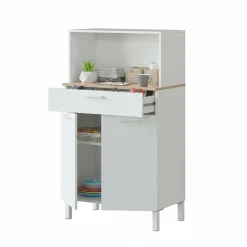 Armadi Multiuso 2 Ante|Camera Da Letto > Dmora Credenza bianco e legno con cassetto 72x126h cm - Asaro Marrone, Bianco Rovere