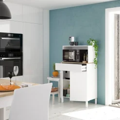 Armadi Multiuso 2 Ante|Camera Da Letto > Dmora Credenza bianco e legno con cassetto 72x126h cm - Asaro Marrone, Bianco Rovere