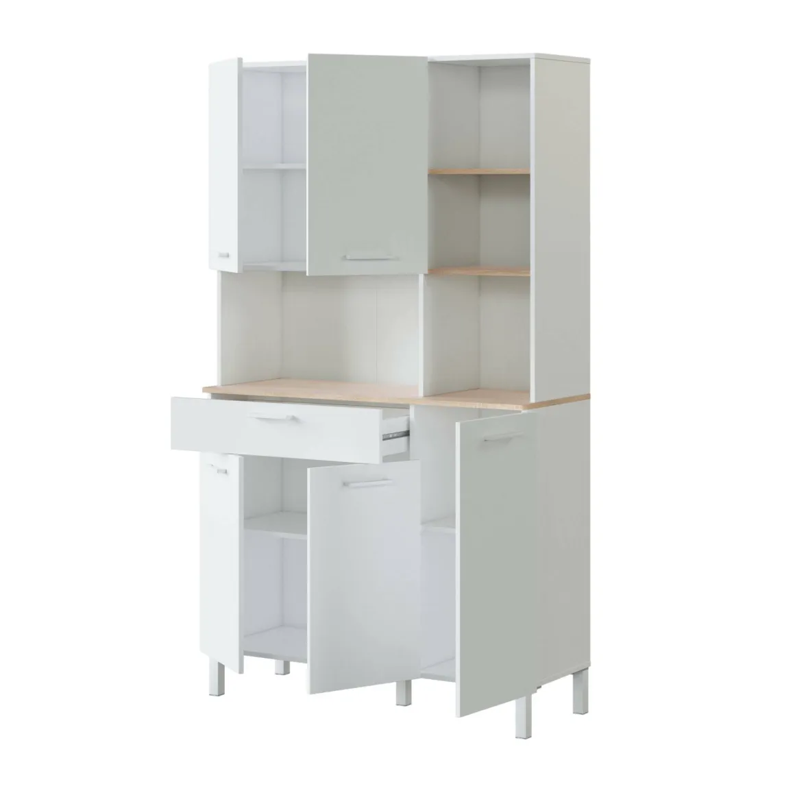Credenza bianco e rovere con cassetto 108x186h cm - Abbaio