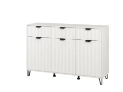 Credenza Bianco Grigio Chiaro 3 Ripiani 3 Cassetti 138x40x90.5h cm, 3 Ante - Paglieta