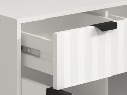 Credenza Bianco Grigio Chiaro 3 Ripiani 3 Cassetti 138x40x90.5h cm, 3 Ante - Paglieta