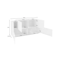 Credenza bianco lucida,cemento 160x45x86h cm 4 ante - Muscari
