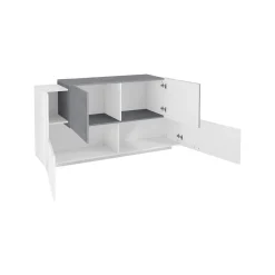 Credenza bianco lucida,cemento 160x45x86h cm 4 ante - Muscari