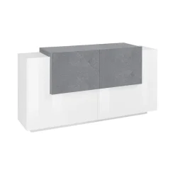 Credenza bianco lucida,cemento 160x45x86h cm 4 ante - Muscari