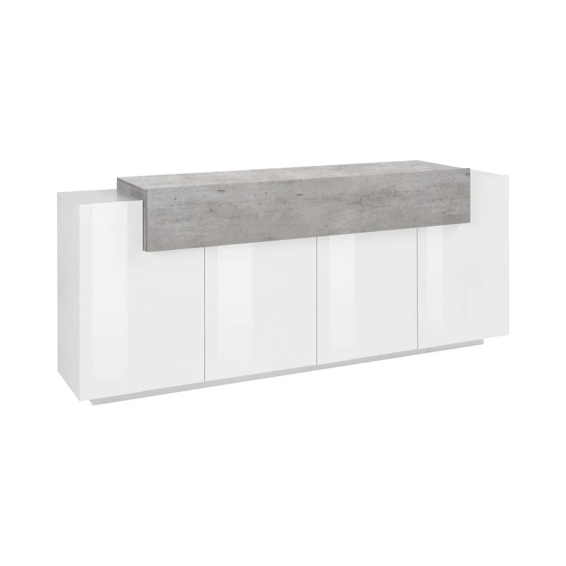 Credenza bianco lucida,cemento 200x45x85h cm 5 ante - Discordia