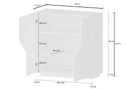 Cucina|Salotto > Dmora Credenza bianco lucida e acero 120x40x80h cm 2 ante e 3 cassetti - Jessie Marrone Acero, Bianco Lucido