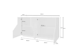 Cucina|Salotto > Dmora Credenza bianco lucida e acero 160x40x80h cm 4 ante e 1 cassetto - Ashy Marrone Acero, Bianco Lucido