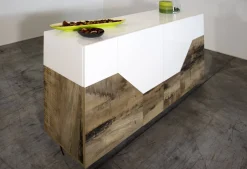 Credenza bianco lucida e acero 158x43x86h cm 4 ante - Agis