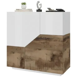 Credenza bianco lucida e acero 79x43x86h cm 2 ante - Amento