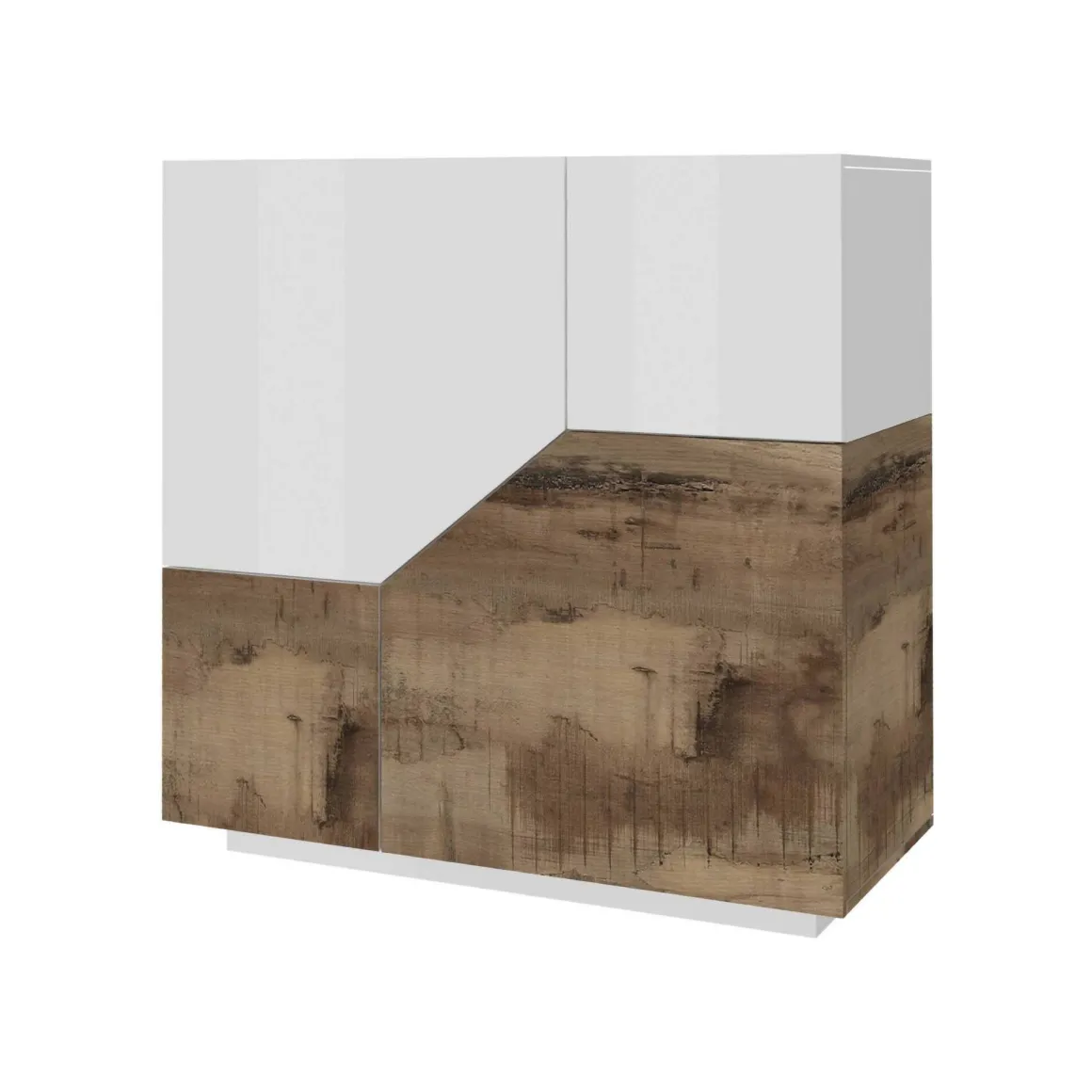 Credenza bianco lucida e acero 79x43x86h cm 2 ante - Amento