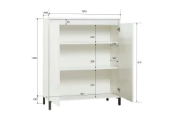 Credenza bianco lucida e antracite 100x40x110h cm 2 ante - Iwao